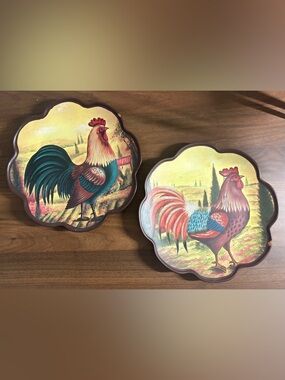 Rooster Decorative Ceramic Plate Set of 2